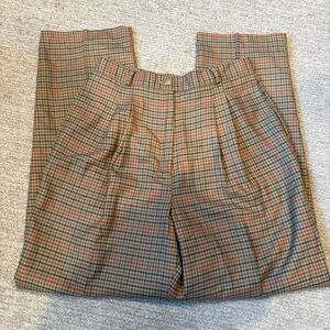 Vintage Tan And Orange Houndstooth Straight Leg Pant - Size 12